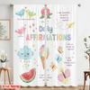 2pcs 2D flat printing Window Curtains Daily Affirmations Positive Vibes 100% Polyester Fabric Without Electricity Holiday