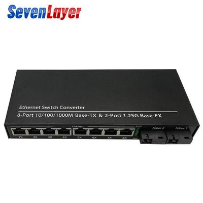2-Fiber 8-Port Gigabit Ethernet Switch & Optical Transceiver 2SC 8RJ45