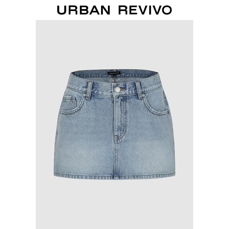 UR2026 Women s Chic Washed Denim Mini Skirt XXS