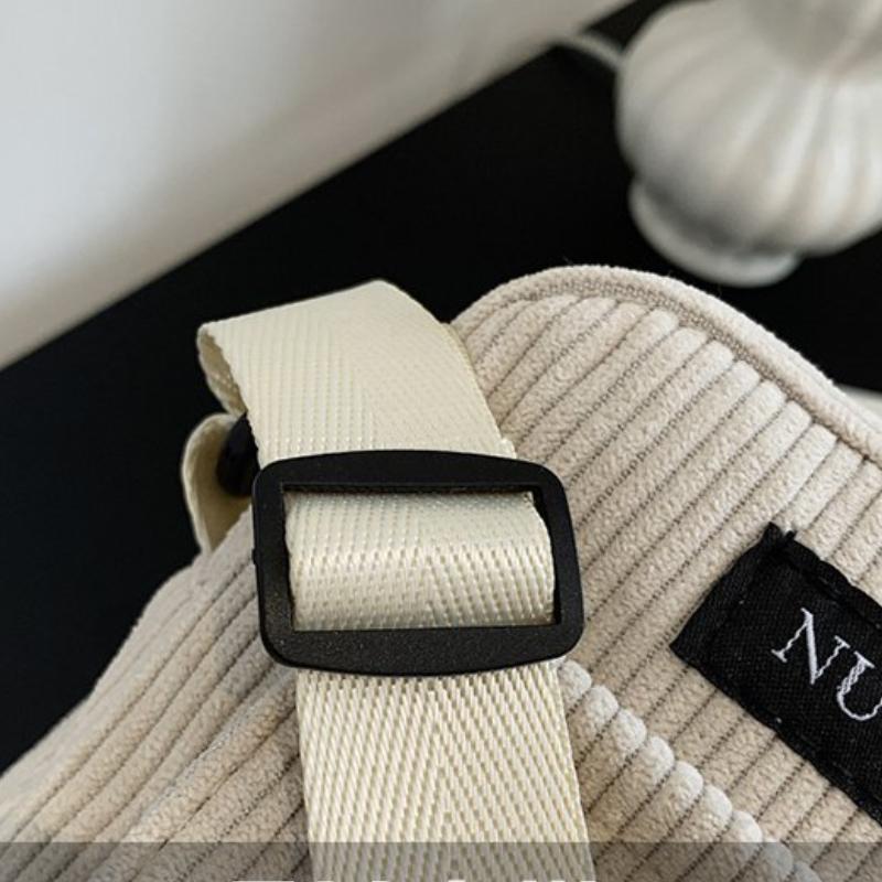 Women Corduroy Shoulder Bags Striped Cloth Fabric Handbags Casual Zip Tote Canvas Crossbody Bag Cute Shopping Bag for Ladies