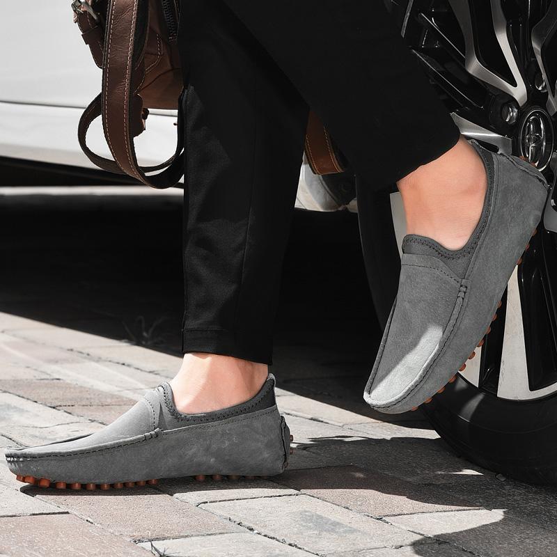 Men Loafers Fashion Men Shoes Casual Leather Slip On Shoes Male Flats Man Handmade Driving Shoe Soft Sock Boat Shoes Big Size 47