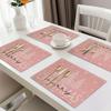 4pc Christmas Pink Snow Meal Mat White Snow Christmas Tree Dining Table Restaurant Christmas Party Decoration