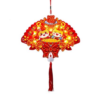 Segens-Fu-Zeichen Anhänger DIY Cartoon Traditionell Neujahr Glücksbringer Anhänger Handgefertigt mit Lichterkette