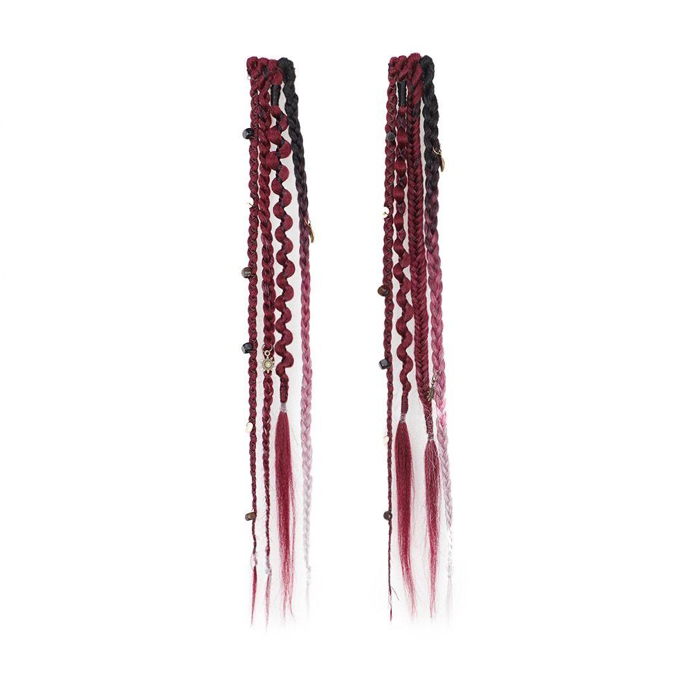 2Pcs Handmade Bohemia Clip In Hair Extensions 16/20 Inches Braided Ponytails  for Women