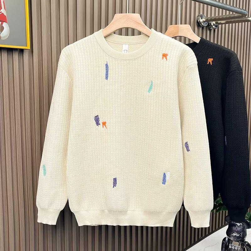 2024 Men's High-End Knit Sweater: Trendy Embroidered Inner Layer for Winter