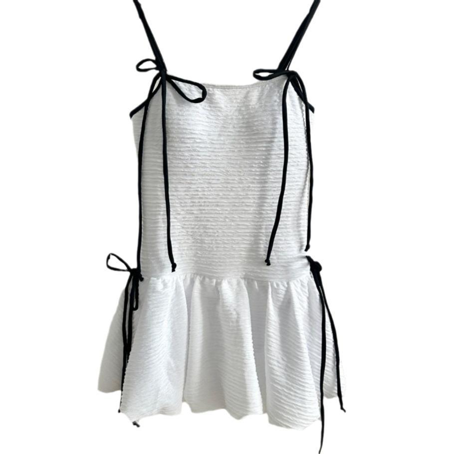 Cute Less Pure Desire Small Fragrance Simple Conservative Skirt Small Chest One-piece Swimsuit Swimsuit