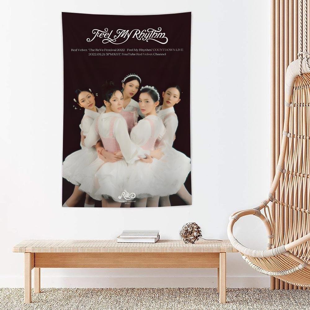Kpop Band Rred Velvet Tapestry Microfiber Wall Hanging For Bedroom Living Room Decor Outdoor Festival Garden Bar Background