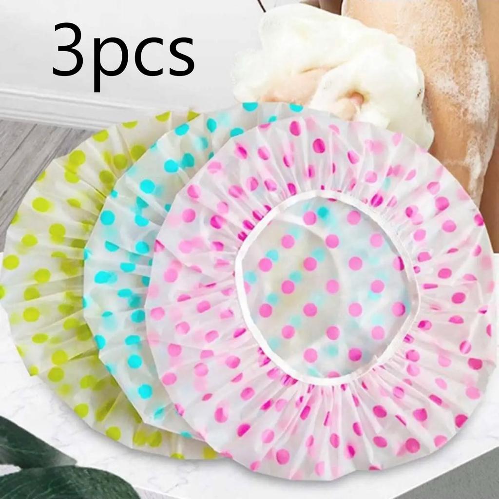 3/6/9 Pcs Colour  Shower Caps, Multi-Purpose Thickening Elastic Bath Cap Plastic Waterproof  Home Use  Bathroom Accessories