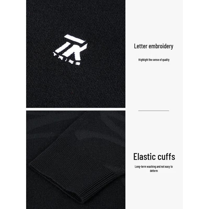 Cai Zi Men's Jacquard Embroidered Round Neck Pullover Sweater