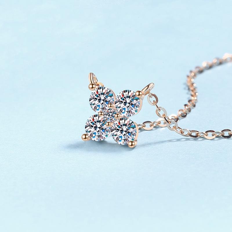 Girlfriend Valentine's Day 18K Rose Gold Necklaces Women Wedding Fine Jewelry Moissanite Diamond Daughter Birthday Gift