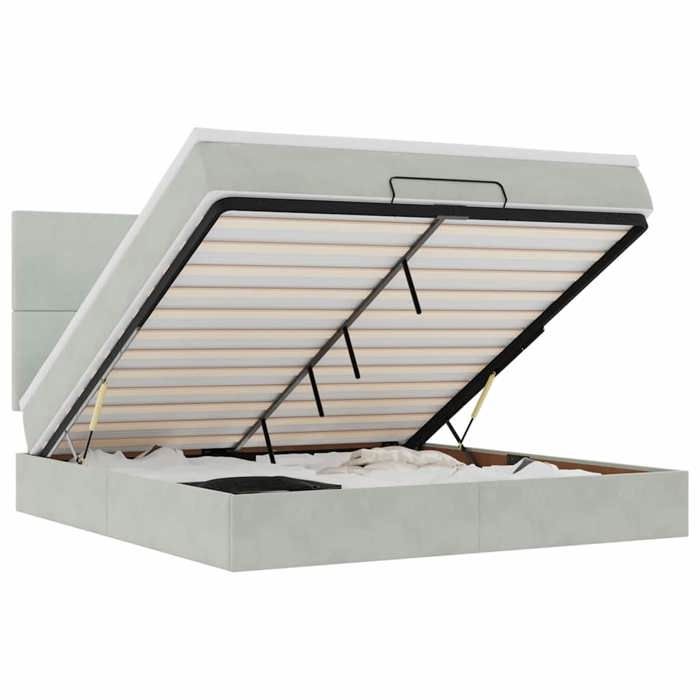 VidaXL Ottoman Bed Frame and Mattress Light Grey 180x200cm Velvet, Bed Frame, Upholstered Bed Frame, Bed Frame 3313415