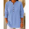 Women's Ribbed Knit Henley Top Long Sleeve Relaxed Fit Tunic with Side Buttons