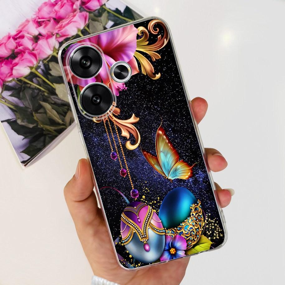 For Xiaomi Poco F6 Case Popular Butterfly Flower Soft Clear Silicone TPU Back Cover For Xiaomi Poco F6 5G F 6 PocoF6 Phone Cases