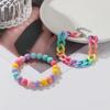 Bohemian Pink Heart Letter & Colorful Bead Bracelet Set