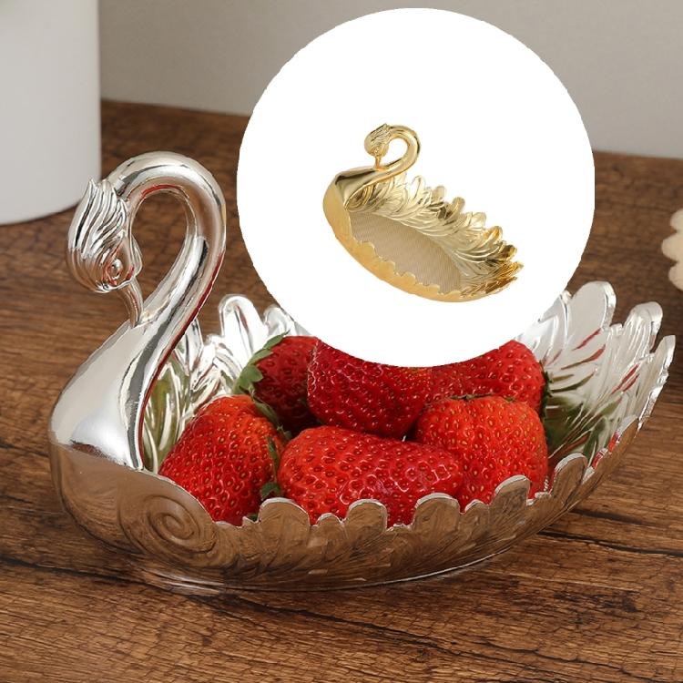 Spacious Zn Alloy Serving Plate Tray Dessert Storage Bowl With Cygnet Shape Detail For Dining And Display Use