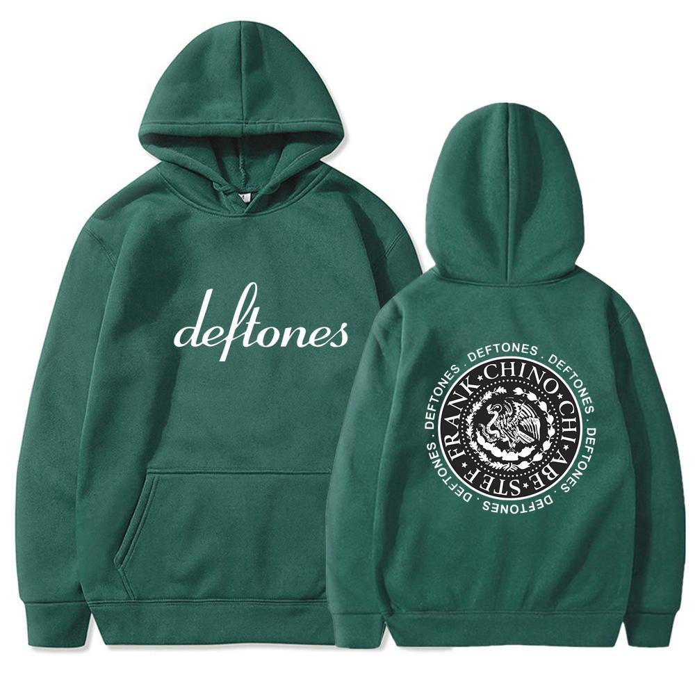 Hip Hop Rapper Printed Deftones LOGO Autumn Unisex Hooded Sweatshirt Fleece Lined Casual Pocket Hoodie for Couple Daily Streetwear Sweatshirt