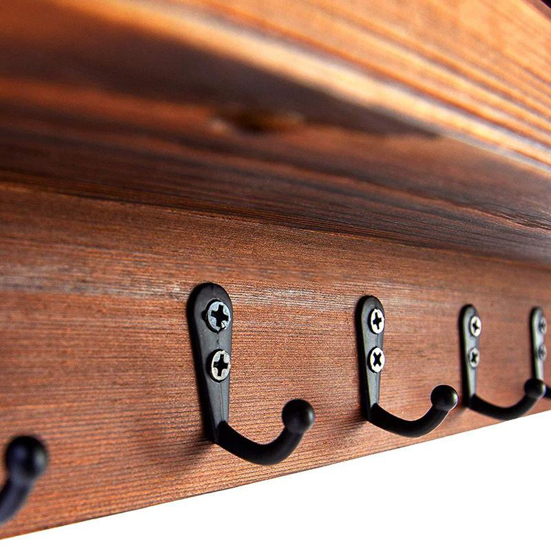 Suport de chei din lemn retro pentru agățat pe perete cu 5 cârlige Raft organizator multifuncțional Decor pentru casă Pentru hol Intrare