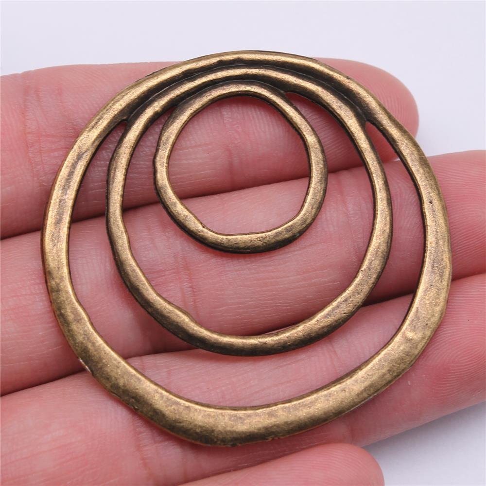 1Pcs 3-Layer Circle Charms Earrings Charms Antique Bronze Color 49X51mm
