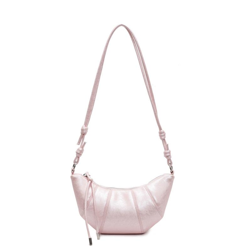 

2025 new niche design trend simple solid color horn bag versatile commuter fashion single shoulder messenger bag women розовый