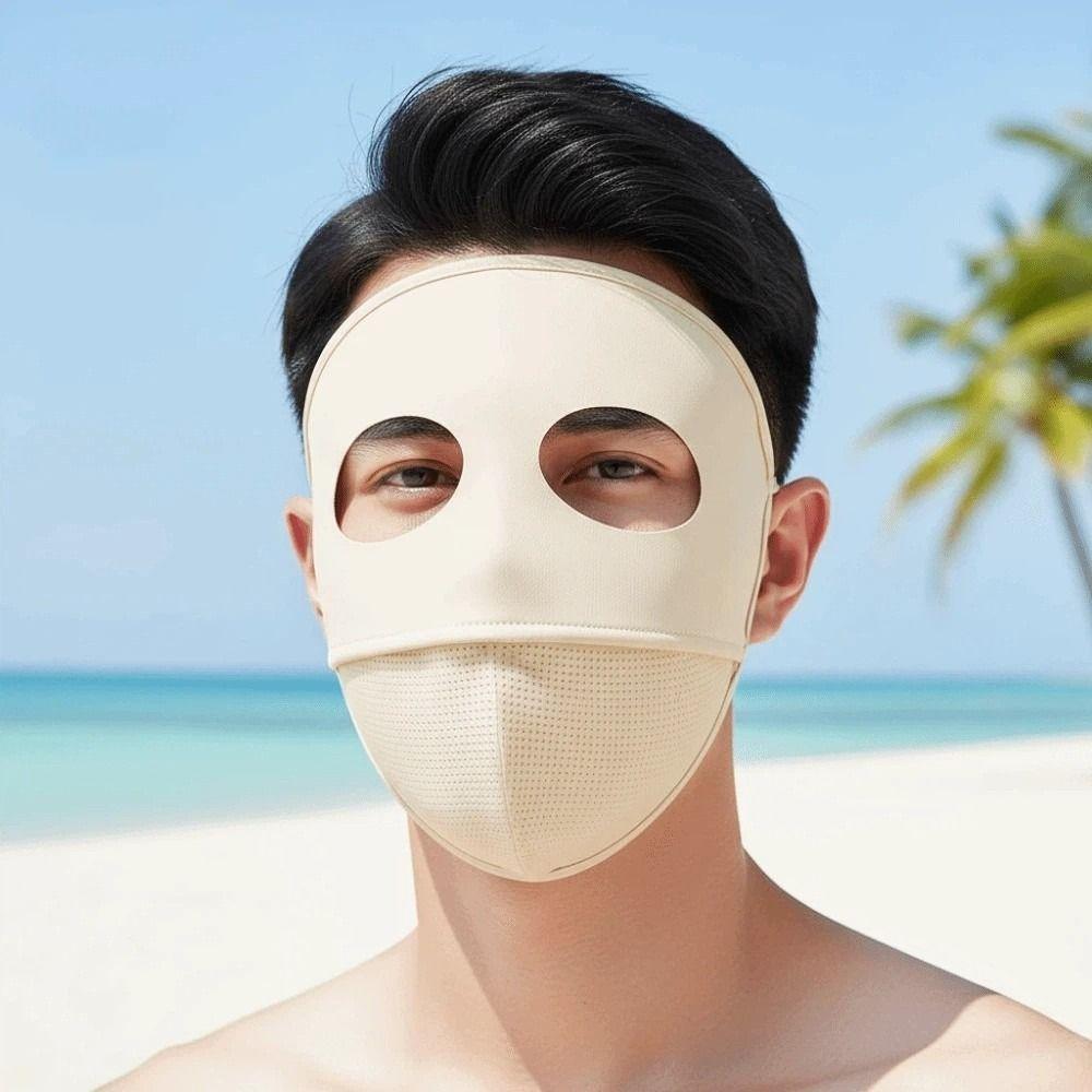 Face-Framing Polyester Sunscreen Mask Traceless Small Hole UV Protection Mask Solid Color Breathable Ice Silk Face Clothing Work