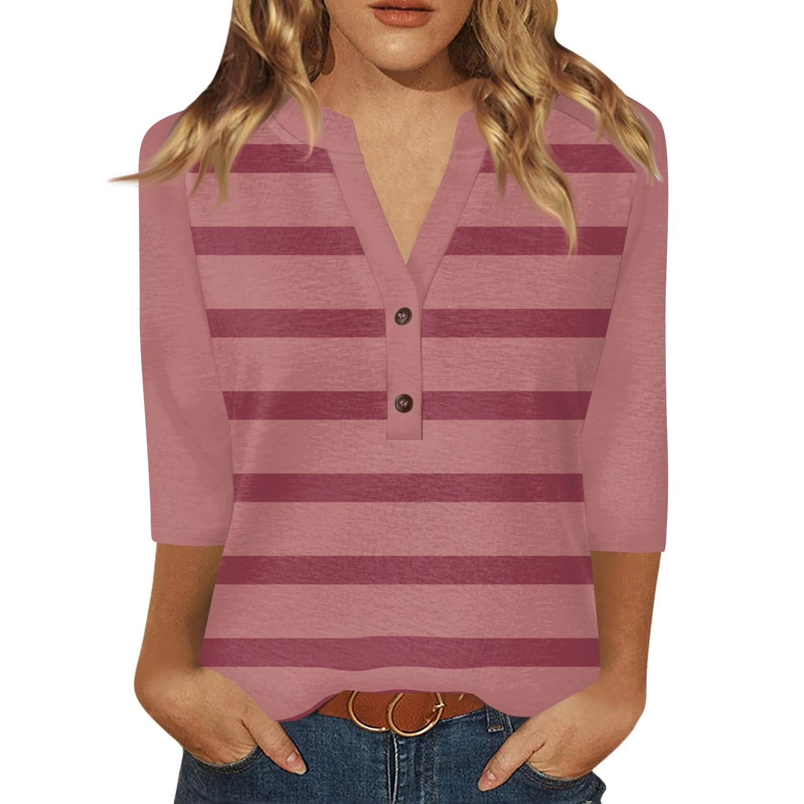 

Жен. Футболка С принтом Пуговицы Рукав 3/4 Повседневные Выходные Мода Классический Классический V-образный вырез Обычный Верх L