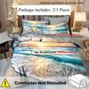 Set Copripiumino 3D Tramonto sulla Spiaggia Estiva, Poliestere Traspirante, Chiusura con Zip, Lavabile in Lavatrice - Perfetto per Tutte le Stagioni