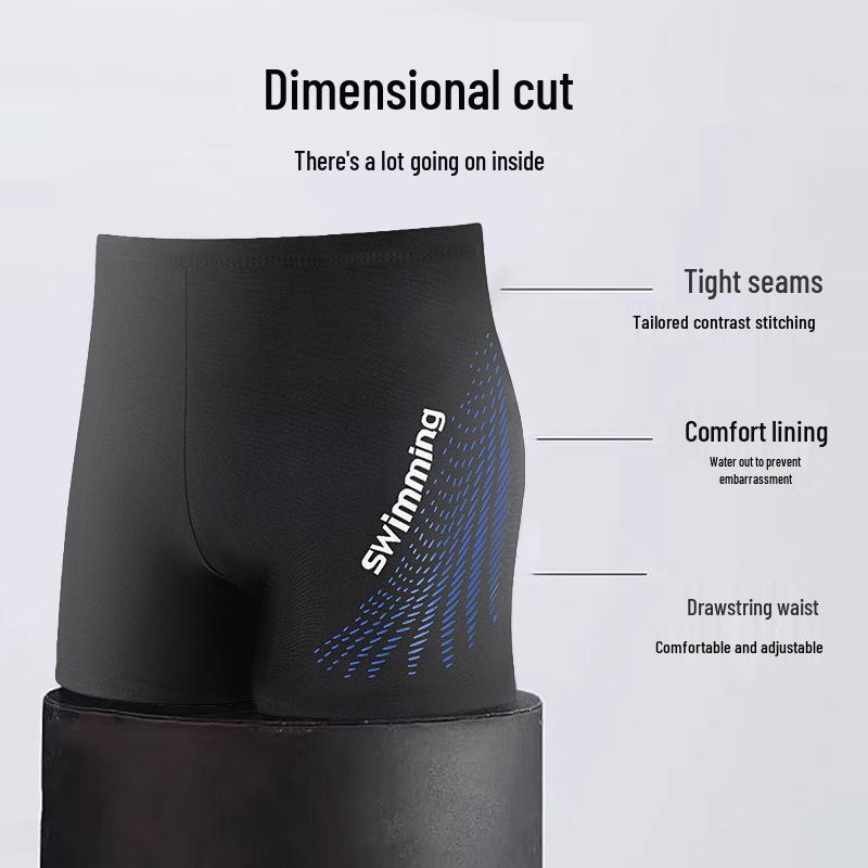 Men's 2024 Quick-Drying Flat-Leg Swim Trunks - Anti-Embarrassment, Printed, Breathable, Fashionable Style.