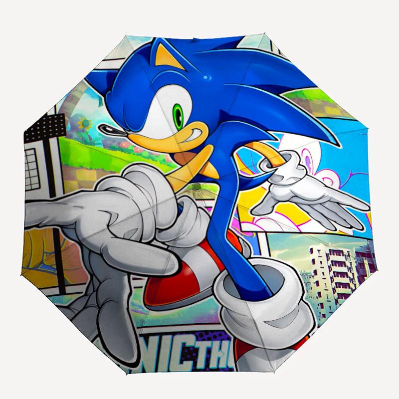 

1pc Sonic the Hedgehog, Sonic Art Automatic Folding Umbrella - Compact 8-Rib Design, Durable Plastic & Iron, Daily Use F104022