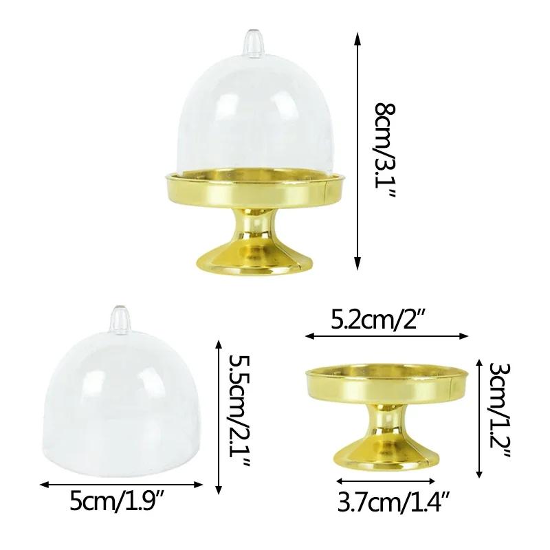 4/12pcs Clear Plastic Mini Candy Cupcake Boxes Wedding Gift Box Party Dessert Macarone Display Stand Tray With Lid Table Decor