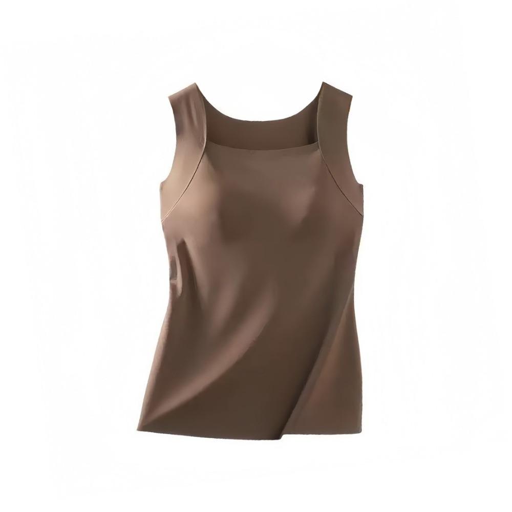 U Neck Seamless Camisole Fixed Cup Velvet Camisole Comfortable Thermal Vest Single Wear