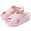 Women's Summer Wedge Heel Sandals: Thick Sole, Cross-Strap, Non-Slip, Versatile for Home or Beach.