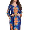 Elegant V-Neck Long Sleeve Dress with Hot Drill Print for Women