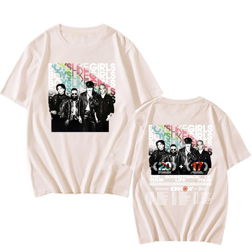 BLG THE SOUNDTRACK OF YOUR LIFE TOUR T-shirt BOYS LIKE GIRLS Rock Band Tshirts Cotton Short Sleeve Loose T Shirt Streetwear