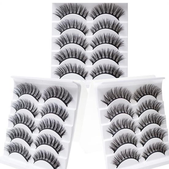 Yousheng 5 Pairs False Eyelashes All-match Natural Long 3D Mink Lashes Curling Fake Eye Lashes Makeup Tool for Party