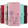 Rose Leather Wallet Flip Case For Vivo Y33S Y31 Y52 Y72 Y76 V21 V23 5G Y30 Y50 V29 Y19 V17 Y21 Y53S Y55 Y75 Y20S Y21S Y11S Cover