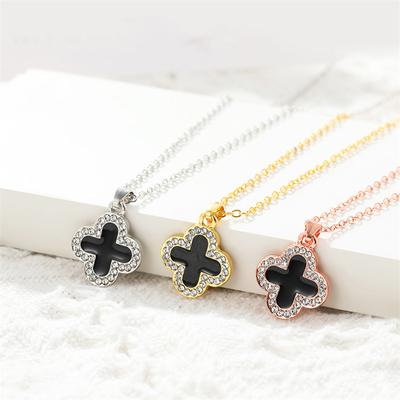 Double-sided Four-leaf Clover Pendant Light Luxury Personality Simple Necklace Collarbone Chain Jewelry Girls Gift Accessories