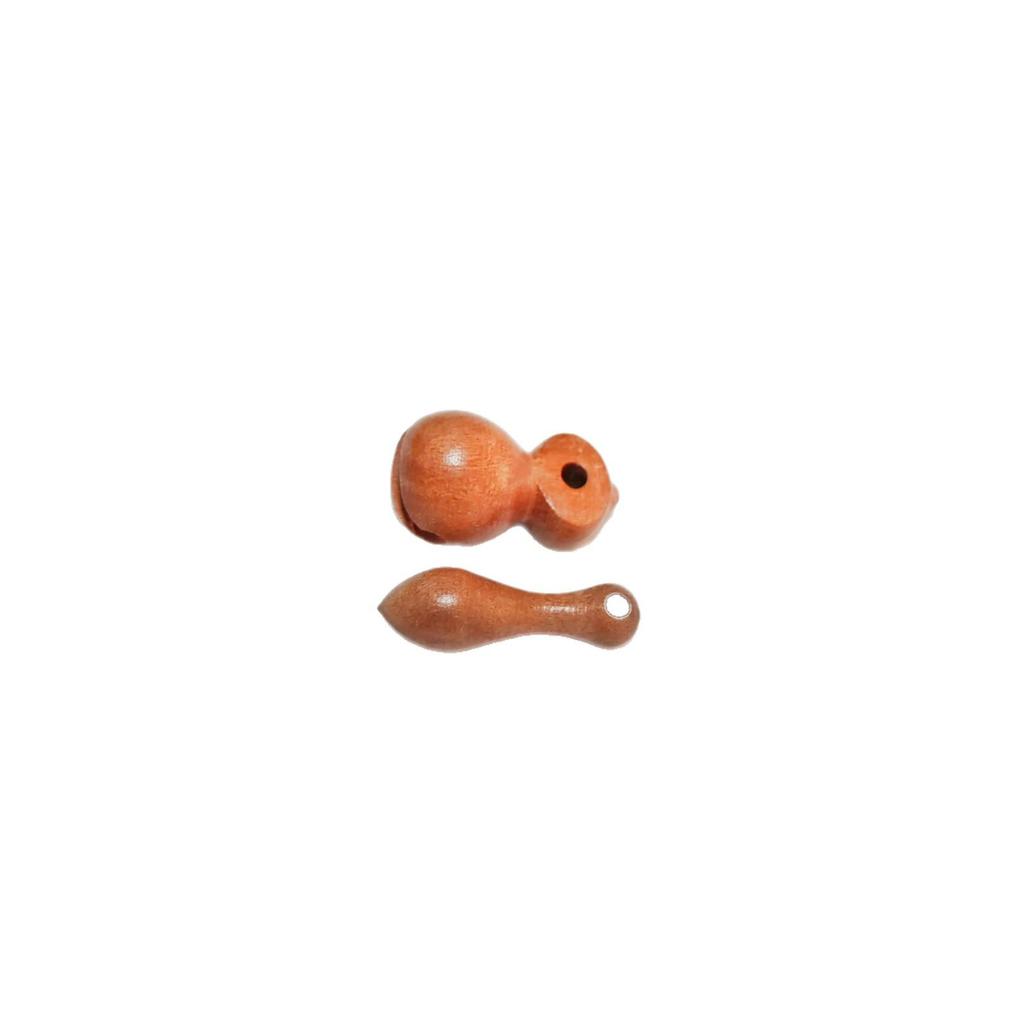 Mindful Peach Wood Fish Beads Bracelet with Carved Wooden Pendant