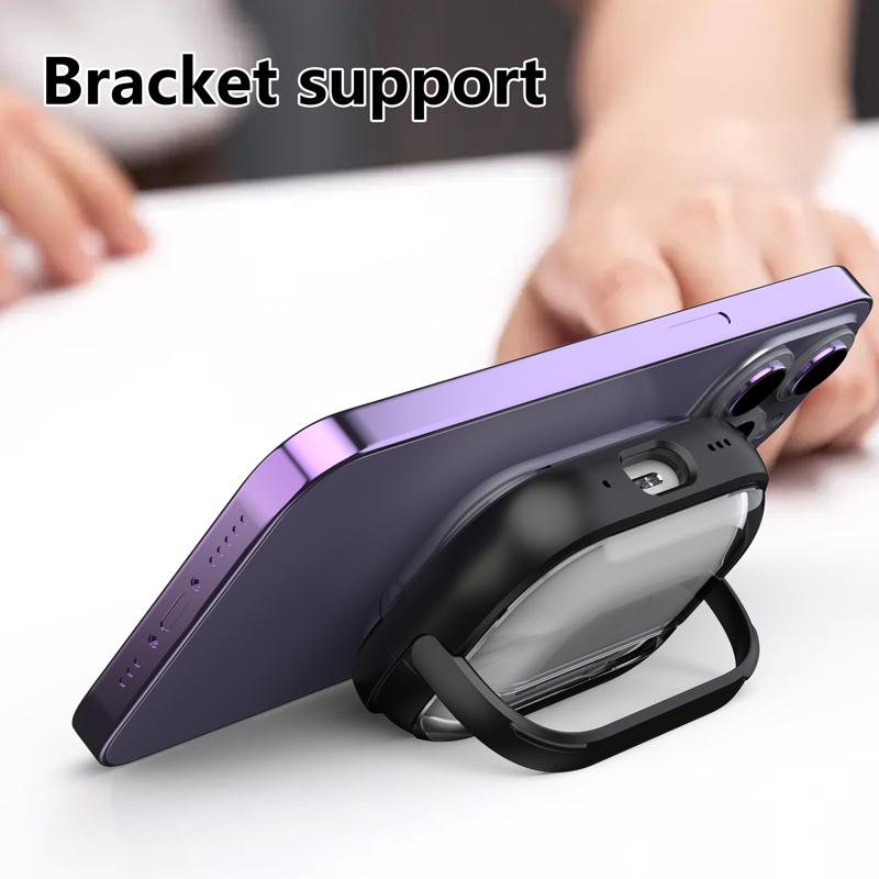 For Airpods Pro 2 TPU+PC Cover semitransparent Case With Rope Earphone Accessories For Apple Airpod 3/2/1 With 360° stand