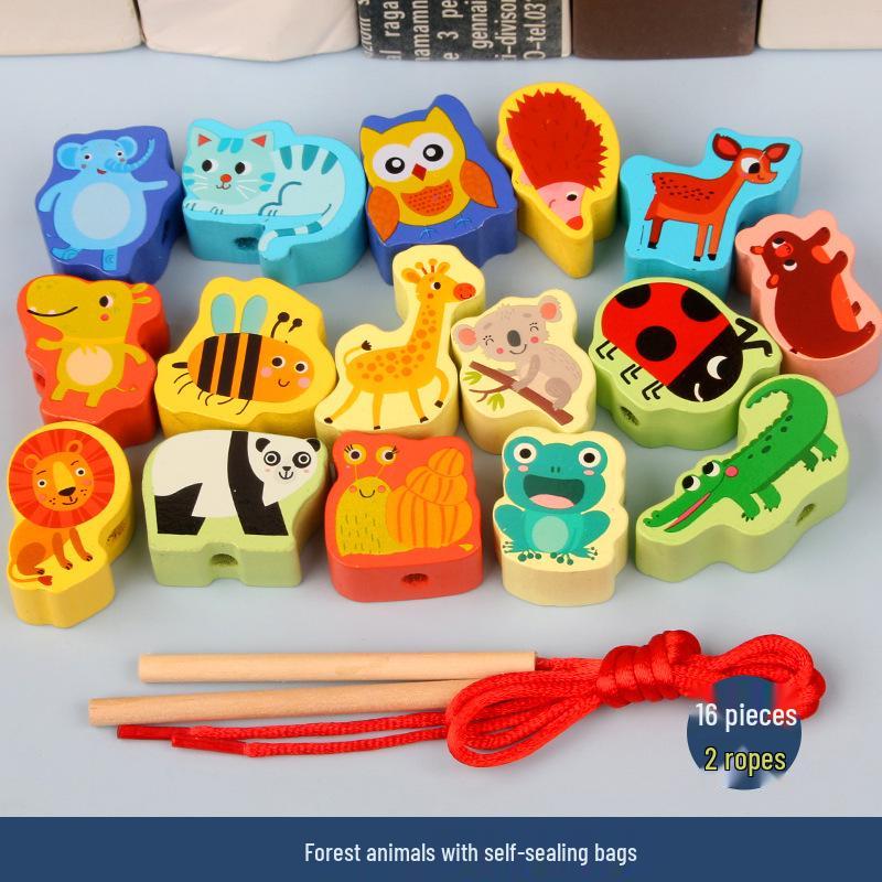 Wooden Bead Stringing Toy for Children's Educational Development