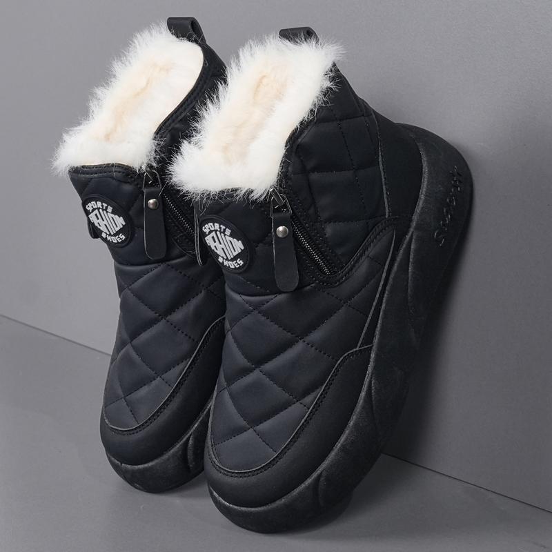 34-42 Women's Winter Plus Size Fashionable Double Zipper Thick Soled High Top Cotton Shoes Women's Snow Boots