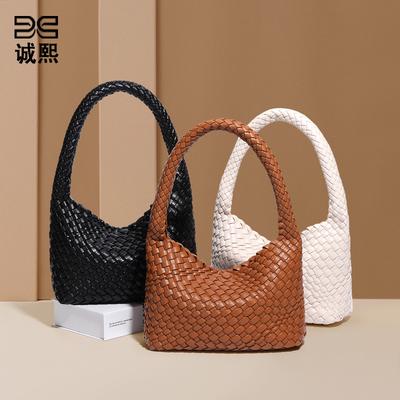 Borsa a tracolla retrò trendy di nicchia alla moda e casual versatile borsa tessuta a mano morbida pelle grande capacità manico borsa madre e figlio