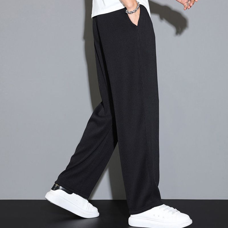 Sommerhose aus Eisseide für Herren, dünne, gerade Beinform, lockere, lässige Sporthose, schnelltrocknende Hose mit weitem Bein, Herrenhose