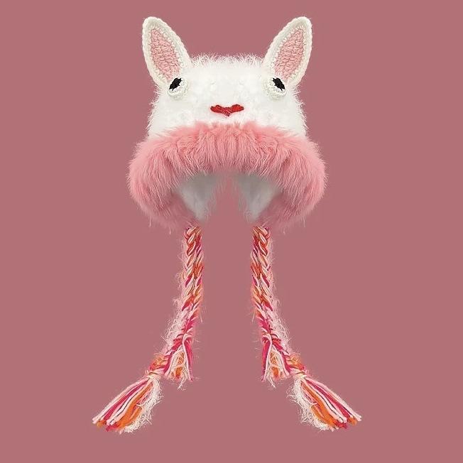 Autunno e inverno cappello da mostriciattolo di peluche da donna divertente carino cappello di lana piccolo animale protezione calda per le orecchie cappello Lei Feng lavorato a maglia