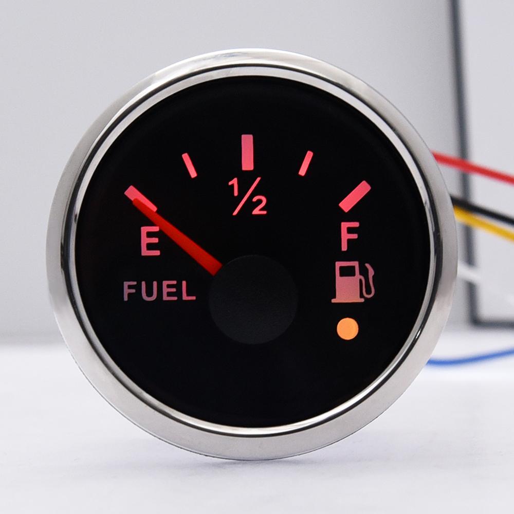 52MM Fuel Level Gauge 0-190 Ohm 7 LED Backlight With Alarm For Marine Car RV Camper Yacht Fuel Level Meter 12V/24V