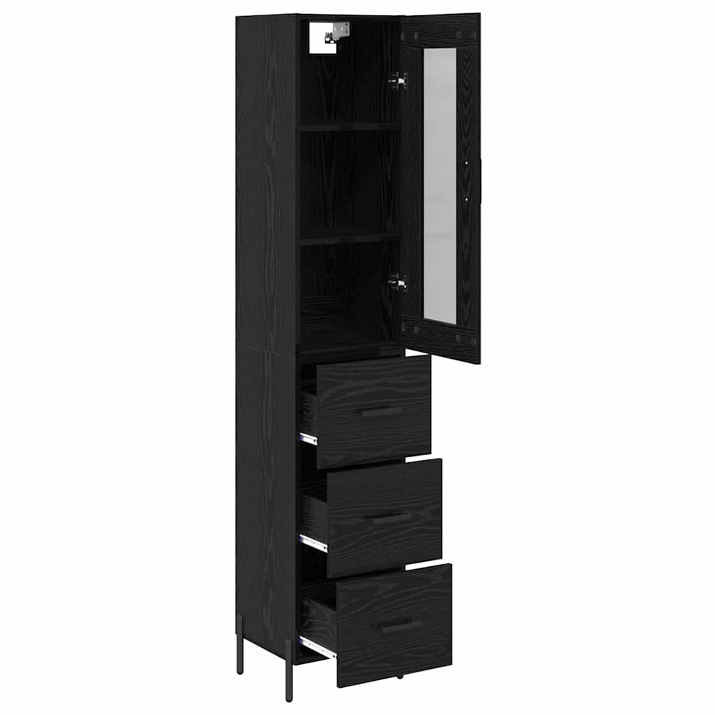 Highboard in Black Oak Look 34.5 x 34 x 180 cm Particleboard