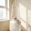 Bohemian Woven Cat Hammock Bed | Hanging Basket Swing for Pets