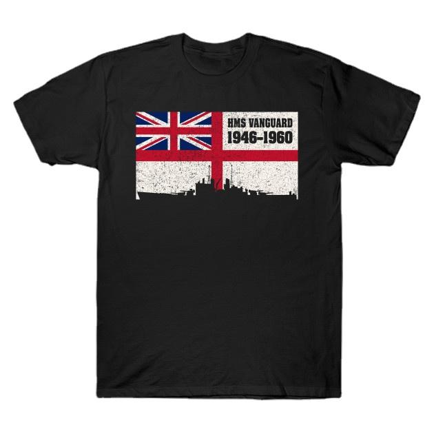 HMS Vanguard Fast Battleship Distressed Retro UK Royal Naval Flag T-Shirt. Summer Cotton O-Neck Short Sleeve Mens T Shirt New S разноцветный