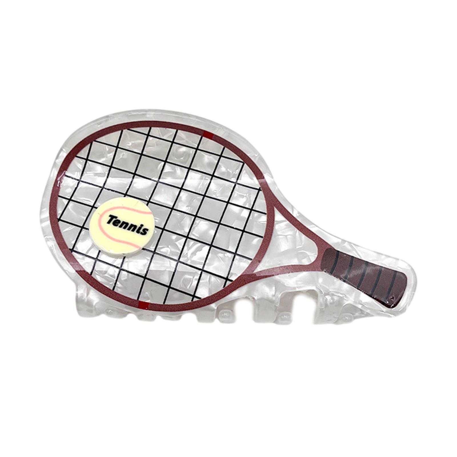 

Креативная заколка для волос в виде теннисной ракетки, нескользящая рукоятка, спортивная тематика, аксессуар для волос для женщин, девушек, для повседневного использования белый