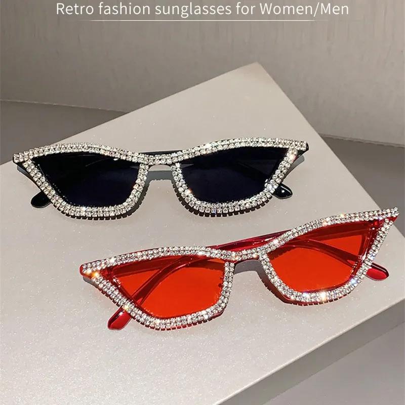 Fashion Diamond Cat Eye Sunglasses Women Men Luxury Brand Designer Glitter Triangle Sun Glasses UV400 Shades Eyeglasses Goggles