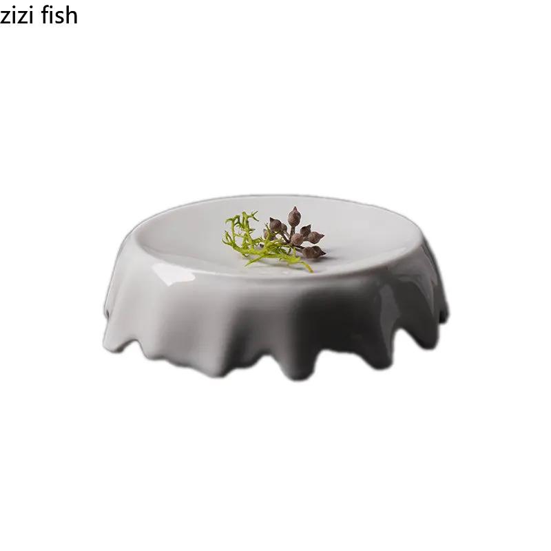 Restaurant Creative Irregular Heat Preservation Plate French Molecular Cooking Plate Dessert Dish Western Restaurant Butter Dish